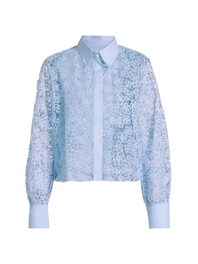 S/w/f Women's This Time Flat Collar Lace Shirt In Blue