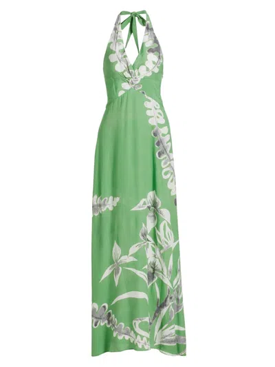 S/w/f Women's This Time Floral Twist Halter Maxi Dress In Green
