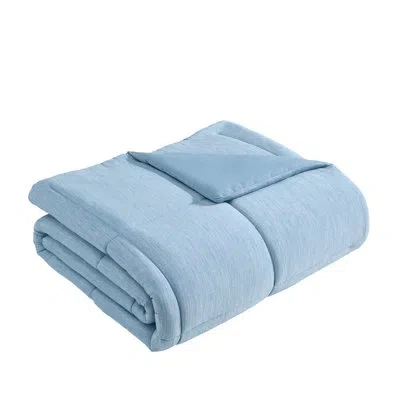 Swift Home Cooling Box-stitch Lightweight Reversible Down-alt Fill 1-piece Comforter In Blue