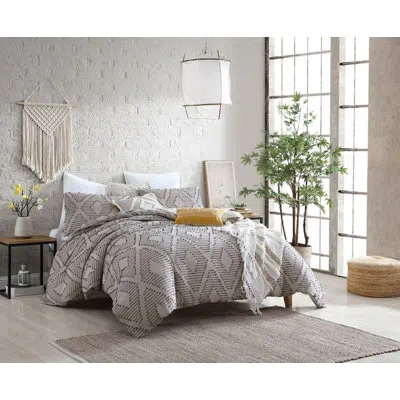 Swift Home Puyuma 100% Cotton Diamond Clip Jacquard 5-piece Comforter Set In Taupe