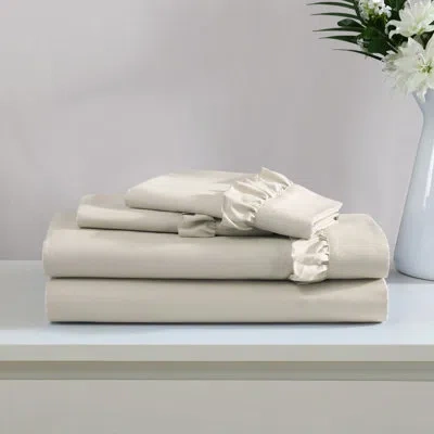 Swift Home Ruffle Hem 4-piece Ultra-soft Microfiber Sheet Set - Farmhouse, Shabby Chic, Feminine - Fits Mattres In Taupe
