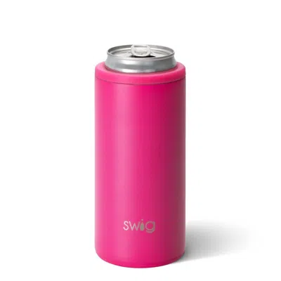 Swig Life Skinny Can Cooler - 12 oz In Matte Hot Pink In Multi