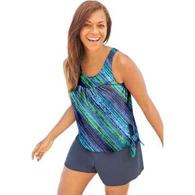 Swim 365 2-piece Blouson Swim Set In Blue