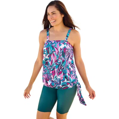 Swim 365 Blouson Tankini Top With Adjustable Straps In Blue