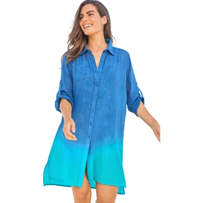 Swim 365 Button-front Swim Cover Up In Blue