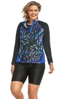 Swim 365 Chlorine Resistant Long-sleeve Colorblock Swim Tee In Black