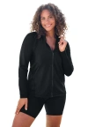 Swim 365 Chlorine Resistant Long-sleeve Colorblock Swim Tee In Black