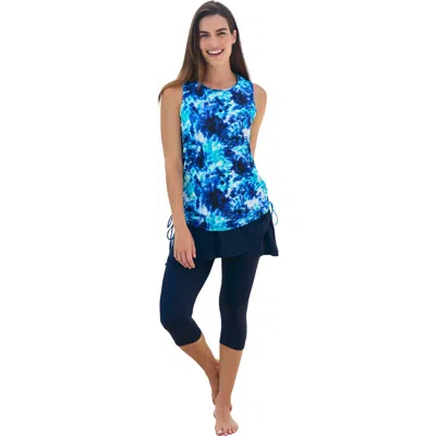 Swim 365 Chlorine Resistant Swim Tank Coverup With Side Ties In Blue