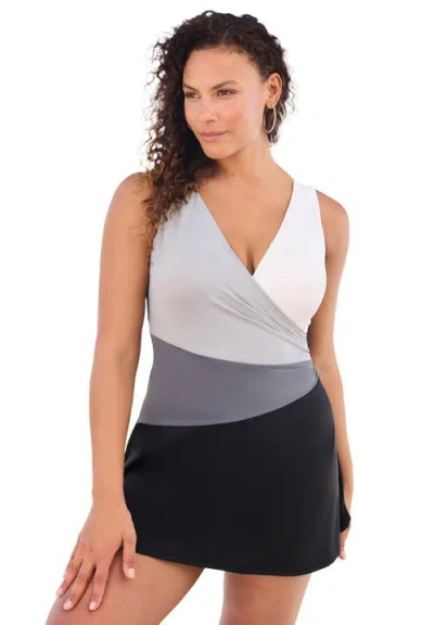 Swim 365 Colorblock Fit-and-flare Swim Dress In Multi