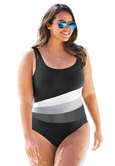 Swim 365 Colorblock One-piece In Black