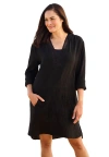 Swim 365 Embroidered Cotton Gauze Cover-up In Black
