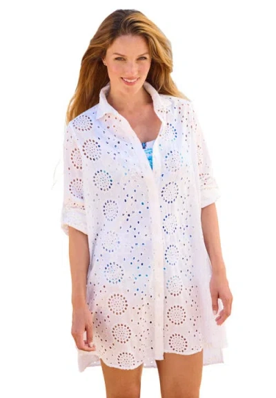 Swim 365 Eyelet Cover-up Shirt In Animal Print