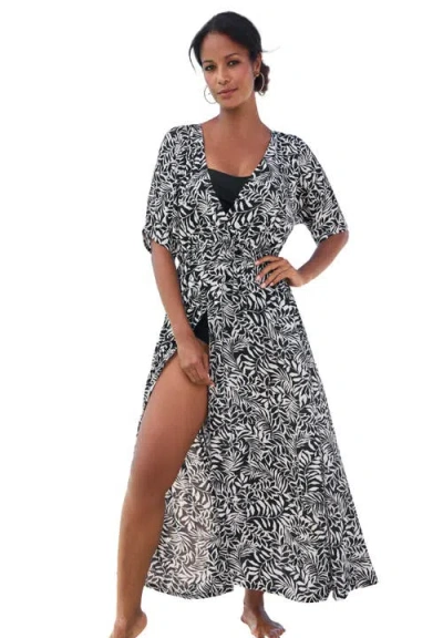 Swim 365 Faux-wrap Swim Cover Up In Black