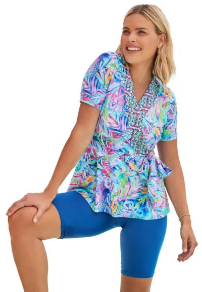 Swim 365 Faux Wrap Tankini In Blue