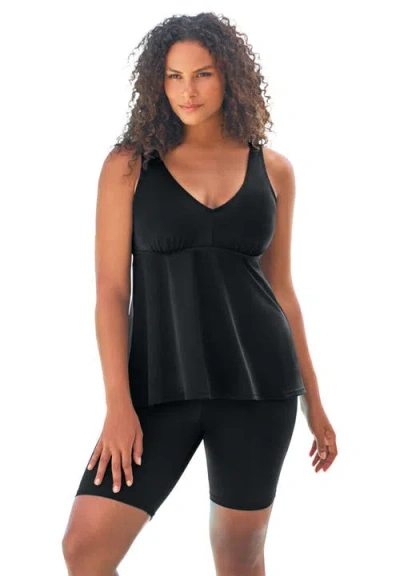 Swim 365 Flowy Tankini Top In Black