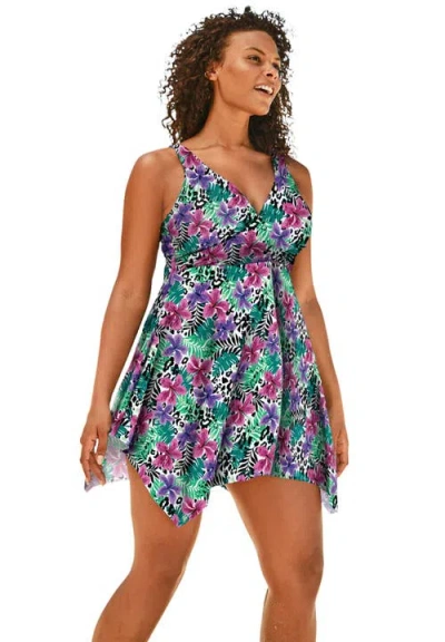 Swim 365 Handkerchief-hem Two-piece Swim Dress In Multi