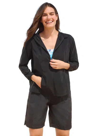 Swim 365 Hooded Taslon Cover Up In Black