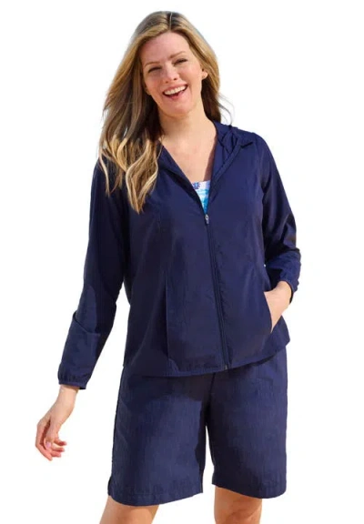Swim 365 Hooded Taslon Cover Up In Blue