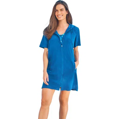 Swim 365 Hooded Terry Swim Cover Up In Blue