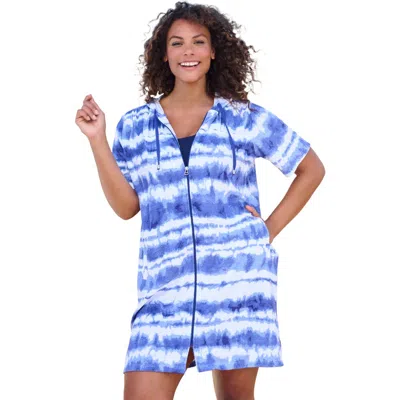 Swim 365 Hooded Terry Swim Cover Up In Blue
