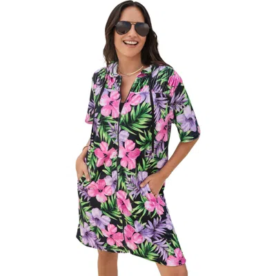 Swim 365 Hooded Terry Swim Cover Up In Multi