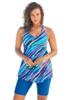 Swim 365 Longer Length Braided Tankini Top In Blue