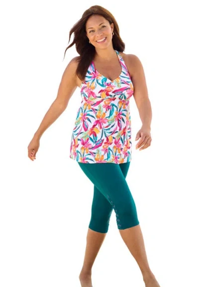 Swim 365 Longer Length Braided Tankini Top In White