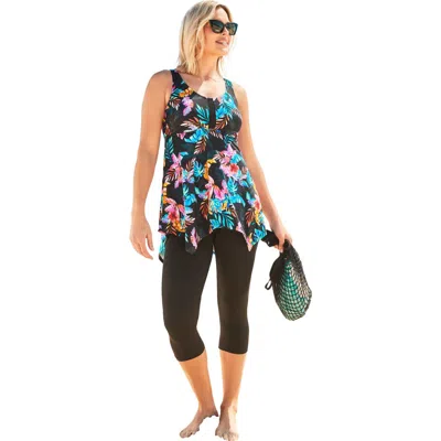 Swim 365 Longer-length Handkerchief Hem Tankini Top In Multi