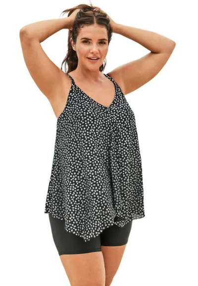 Swim 365 Longer-length Mesh Tankini Top In Gray
