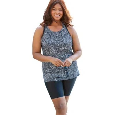 Swim 365 Longer-length Racerback Tankini Top In Gray