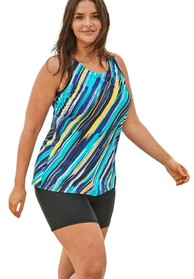 Swim 365 Longer-length Racerback Tankini Top In Multi
