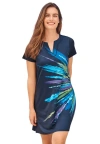 Swim 365 Longer Length Short-sleeve Swim Tunic In Blue