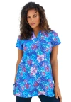 Swim 365 Longer Length Short-sleeve Swim Tunic In Blue