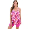 Swim 365 Longer-length Tiered-ruffle Tankini Top In Multi