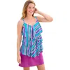 Swim 365 Longer-length Tiered-ruffle Tankini Top In Multi