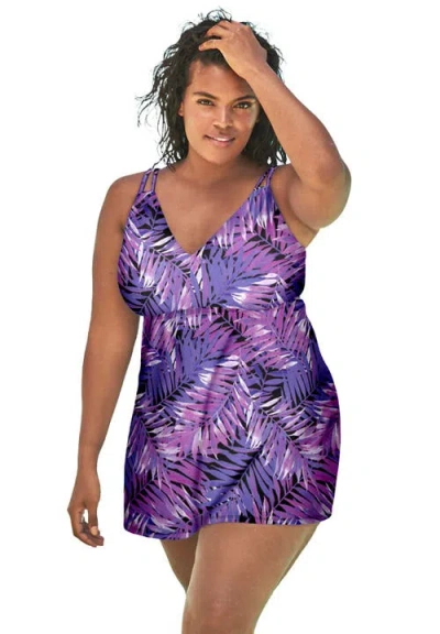 Swim 365 Loop Strap Two-piece Swim Dress In Purple