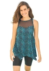 Swim 365 Mesh-inset Longer Length Tankini Top In Blue