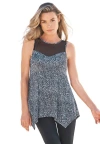 Swim 365 Mesh-inset Longer Length Tankini Top In Gray
