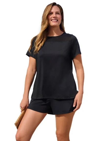 Swim 365 Mesh Yoke Swim Tee In Black