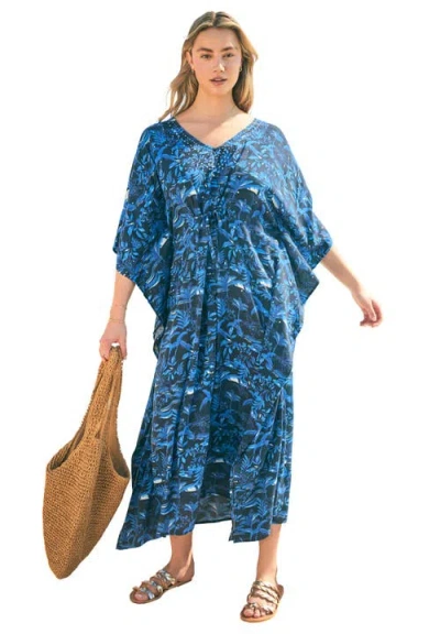 Swim 365 Ruched Caftan Cover Up In Blue