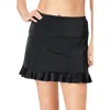 Swim 365 Ruffle-trim Swim Skirt With Built-in Tummy Control Brief In Black
