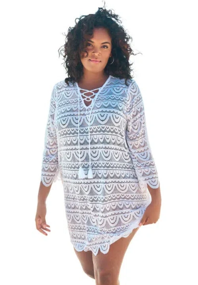 Swim 365 Scallop Lace Cover Up In Gray