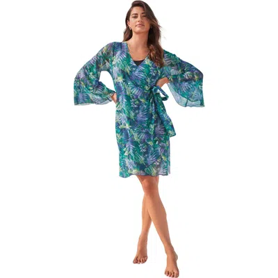 Swim 365 Sheer Wrap Cover-up In Blue
