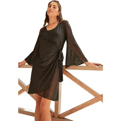 Swim 365 Sheer Wrap Cover-up In Brown