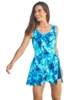 Swim 365 Side-slit Swim Dress In Blue