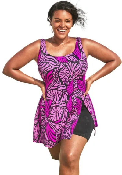 Swim 365 Side-slit Swim Dress In Pink