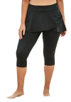 Swim 365 Skirted Swim Capri Pant In Black