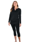 Swim 365 Split-neck Long Sleeve Swim Tee With Built-in Bra In Black