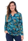 Swim 365 Split-neck Long Sleeve Swim Tee With Built-in Bra In Green