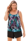 Swim 365 Tank Overlay Swim Romper In Multi
